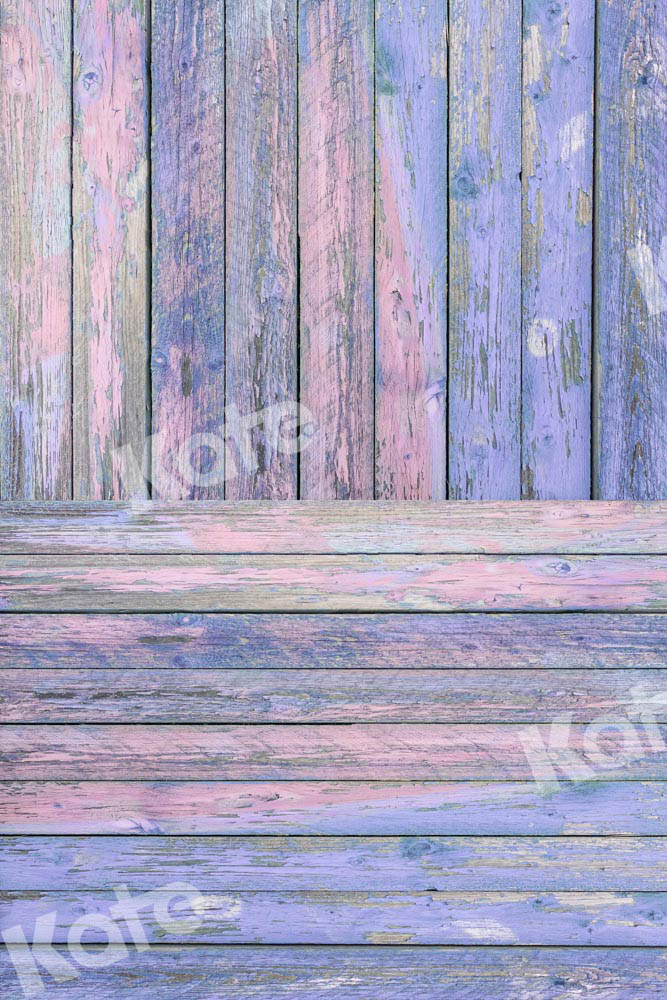 Kate Kombibackdrop blau rosa Retro  Holz  Hintergrund - Kate Backdrop.de