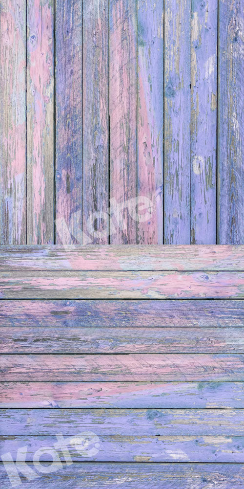 Kate Kombibackdrop blau rosa Retro  Holz  Hintergrund - Kate Backdrop.de