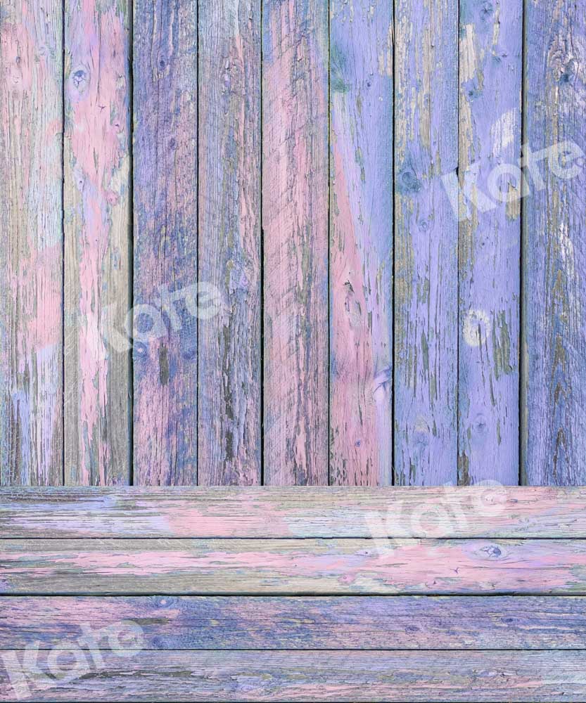 Kate Kombibackdrop blau rosa Retro  Holz  Hintergrund