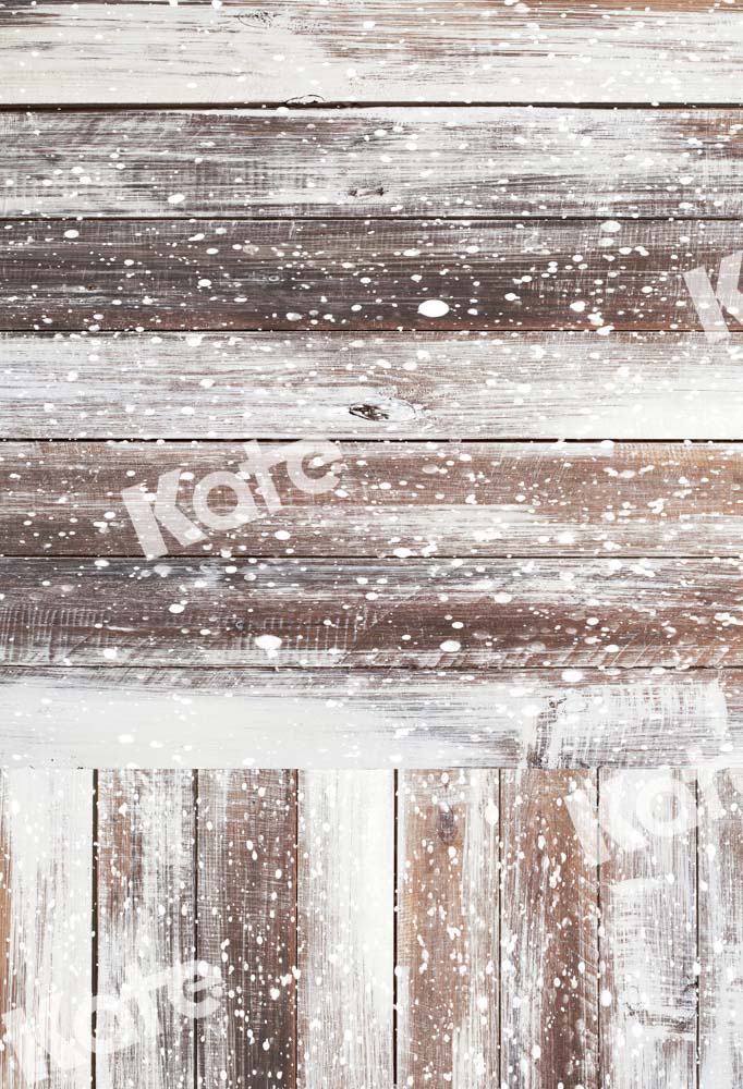 Kate Kombibackdrop weiß braun Winter  Holz  Hintergrund - Kate Backdrop.de