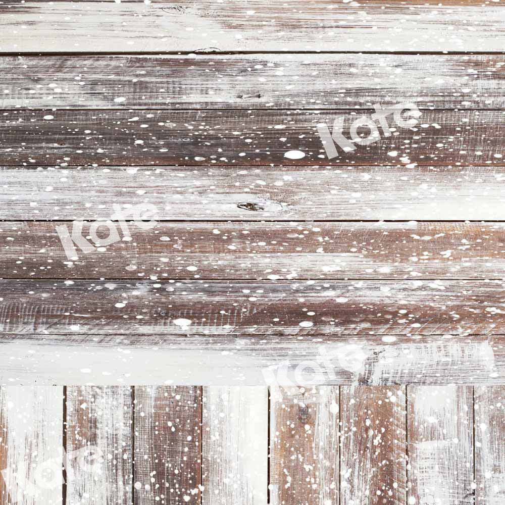 Kate Kombibackdrop weiß braun Winter  Holz  Hintergrund