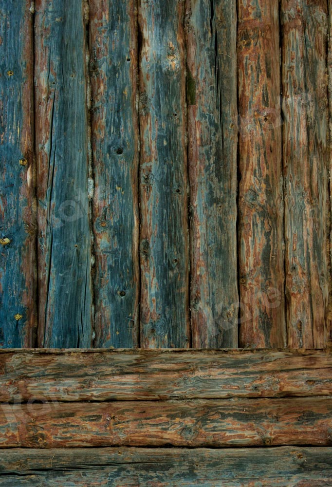 Kate Kombibackdrop Blau Braun schäbig Holz  Hintergrund - Kate Backdrop.de
