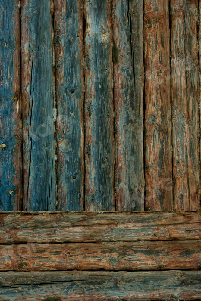 Kate Kombibackdrop Blau Braun schäbig Holz  Hintergrund