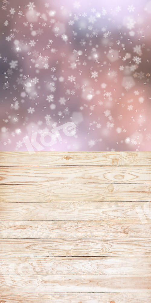 Kate Kombibackdrop Bokeh Holz  Winter  Schnee Hintergrund - Kate Backdrop.de
