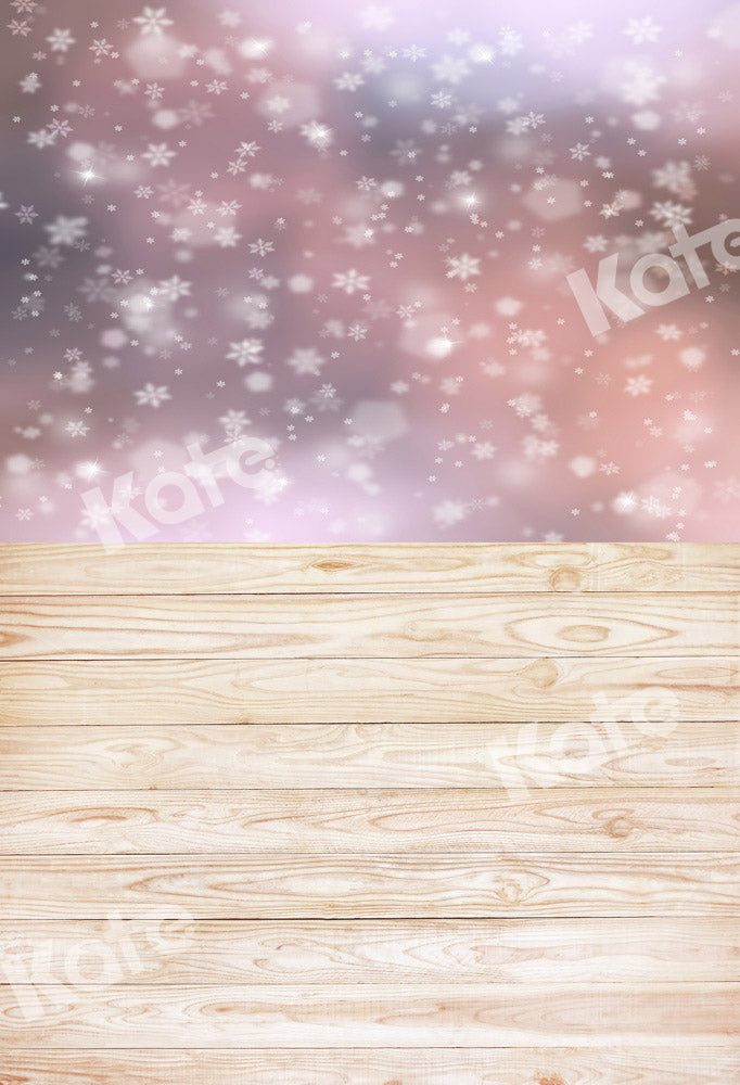 Kate Kombibackdrop Bokeh Holz  Winter  Schnee Hintergrund - Kate Backdrop.de