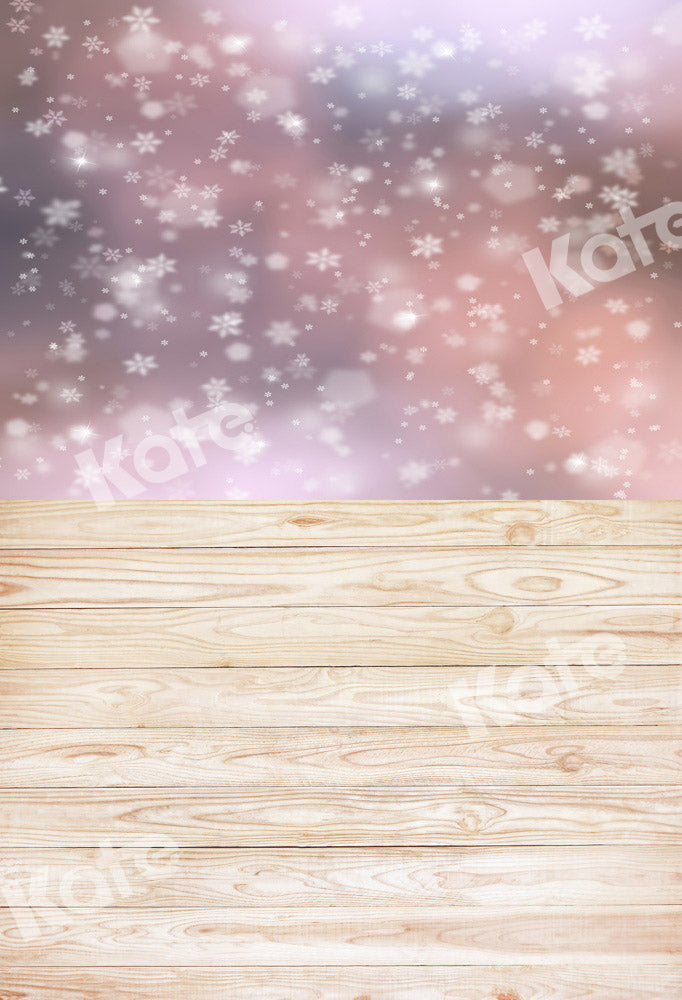 Kate Kombibackdrop Bokeh Holz  Winter  Schnee Hintergrund