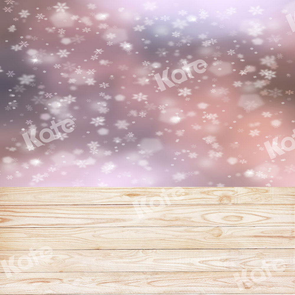 Kate Kombibackdrop Bokeh Holz  Winter  Schnee Hintergrund