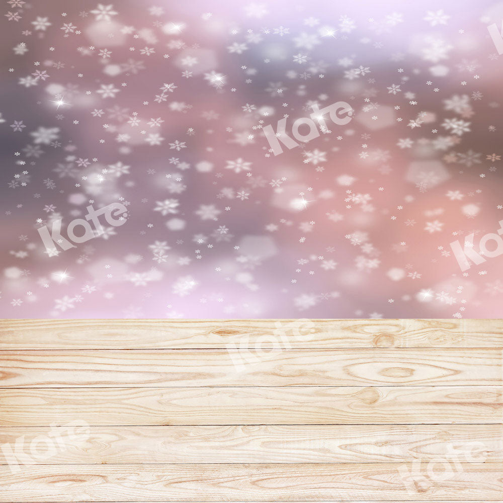 Kate Kombibackdrop Bokeh Holz  Winter  Schnee Hintergrund - Kate Backdrop.de
