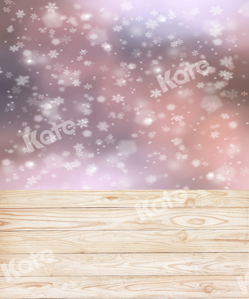 Kate Kombibackdrop Bokeh Holz  Winter  Schnee Hintergrund - Kate Backdrop.de