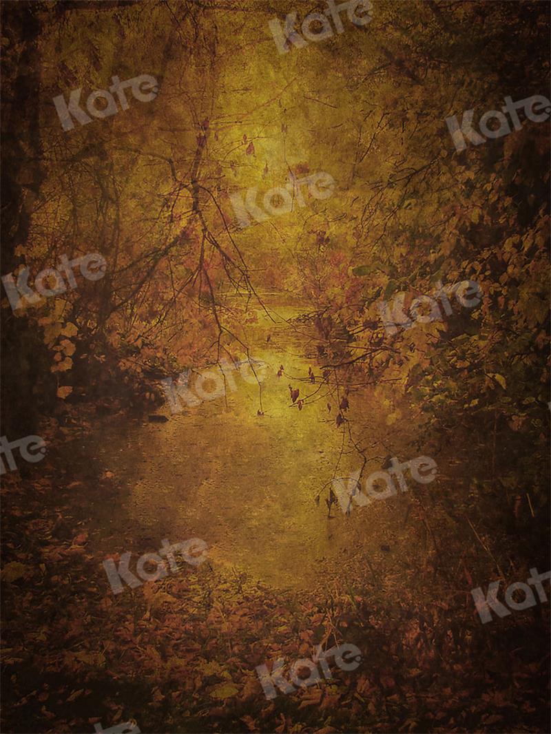 Kate Herbst Hintergrund Gold Blätter Ölgemälde  Sonnenuntergang für Fotografie - Kate Backdrop.de