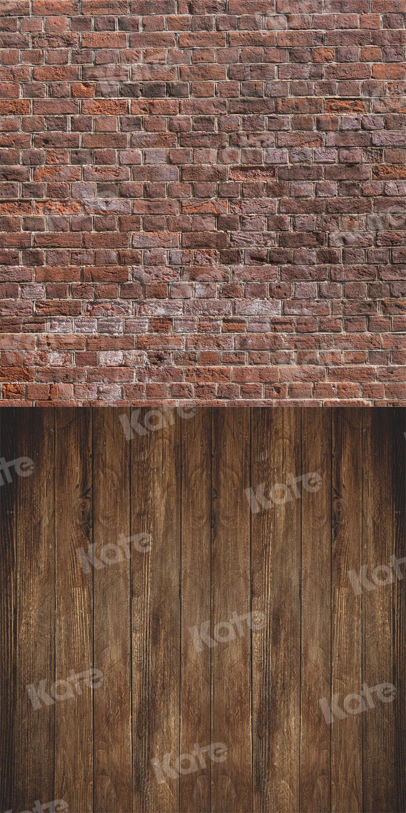 Kate Kombibackdrop Backstein Wand Hintergrund Holz für Fotografie rot braun