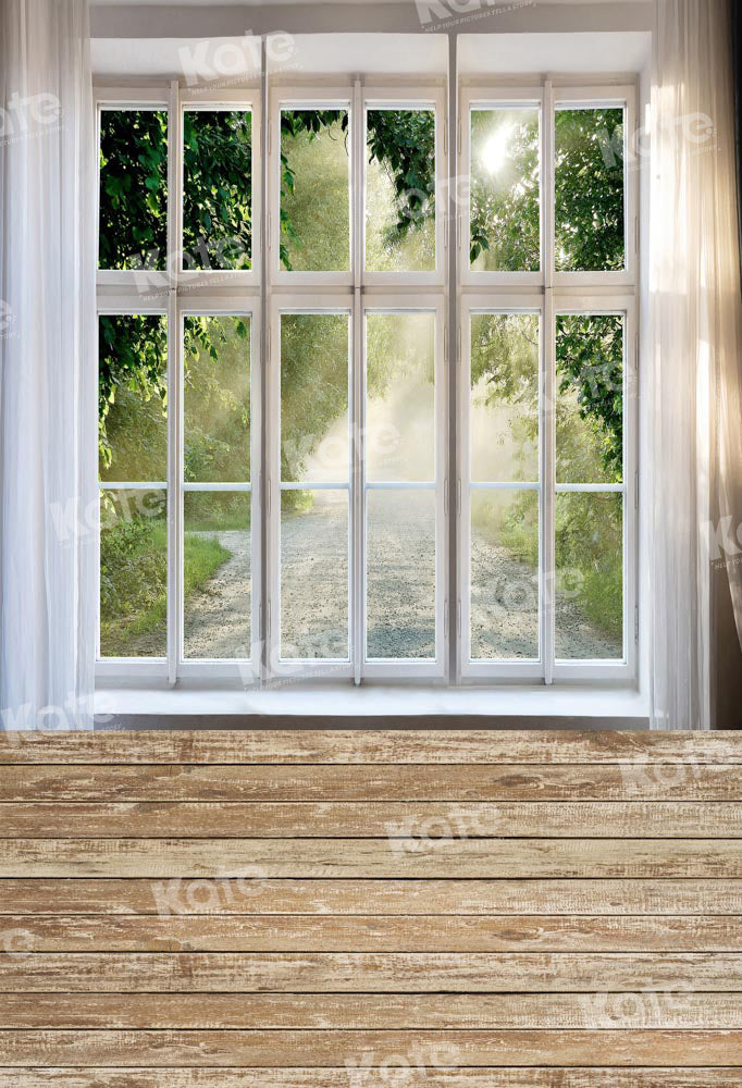 Kate Grüne Frühling Fenster Holz Kulisse von Kate - Kate Backdrop.de