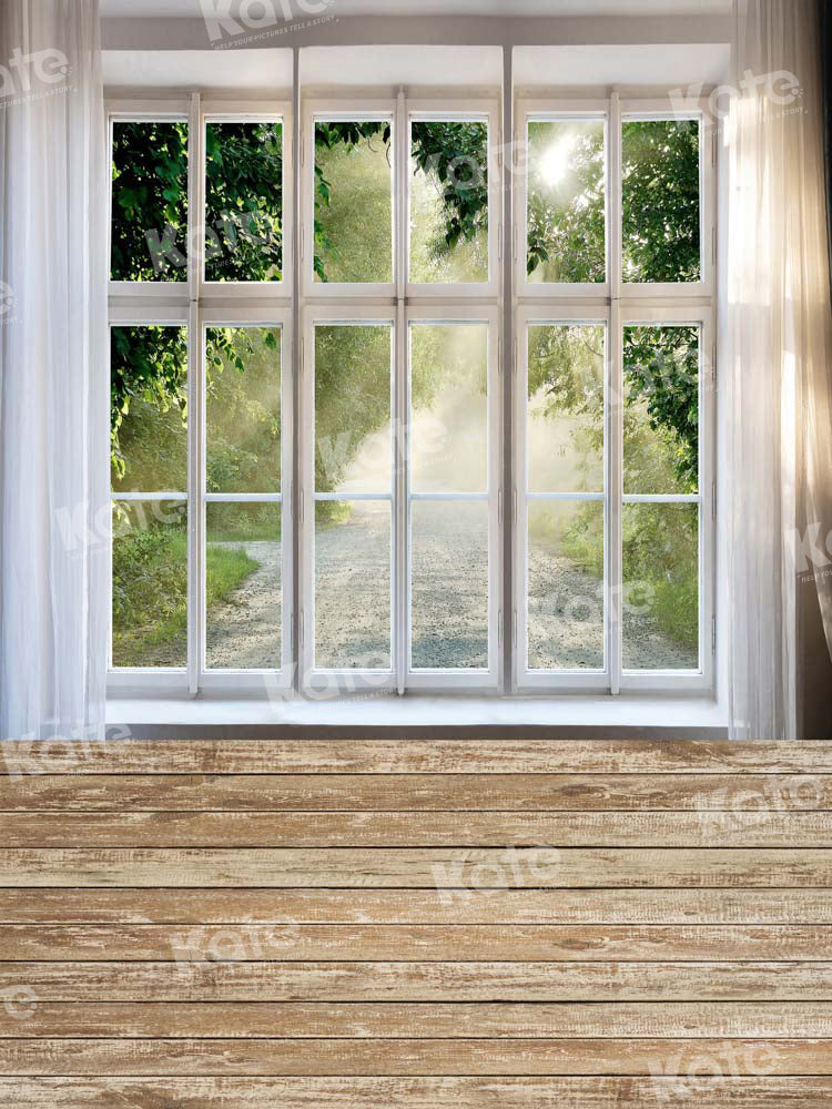 Kate Grüne Frühling Fenster Holz Kulisse von Kate - Kate Backdrop.de