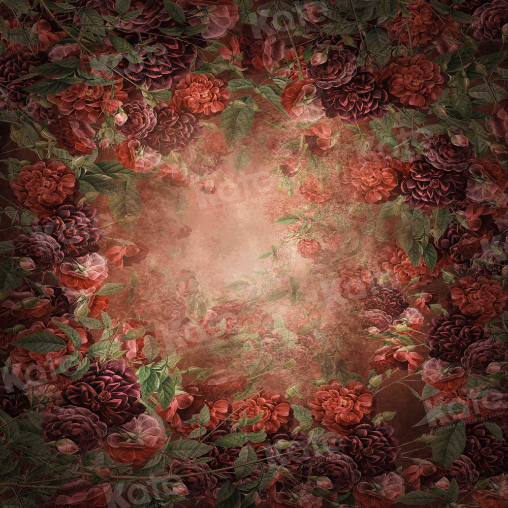 Kate Fine Art Red Floral Hintergrund von GQ