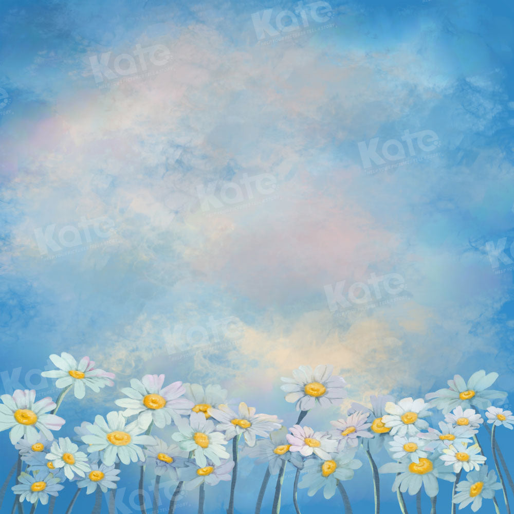 Kate Sommer Blauer Himmel Fine Art Daisy Blumenhintergrund von GQ - Kate Backdrop.de