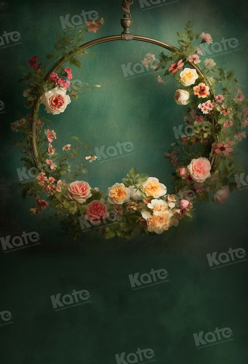 Kate Dunkelgrüner abstrakter Blumen-Hintergrund für Fotografie - Kate Backdrop.de