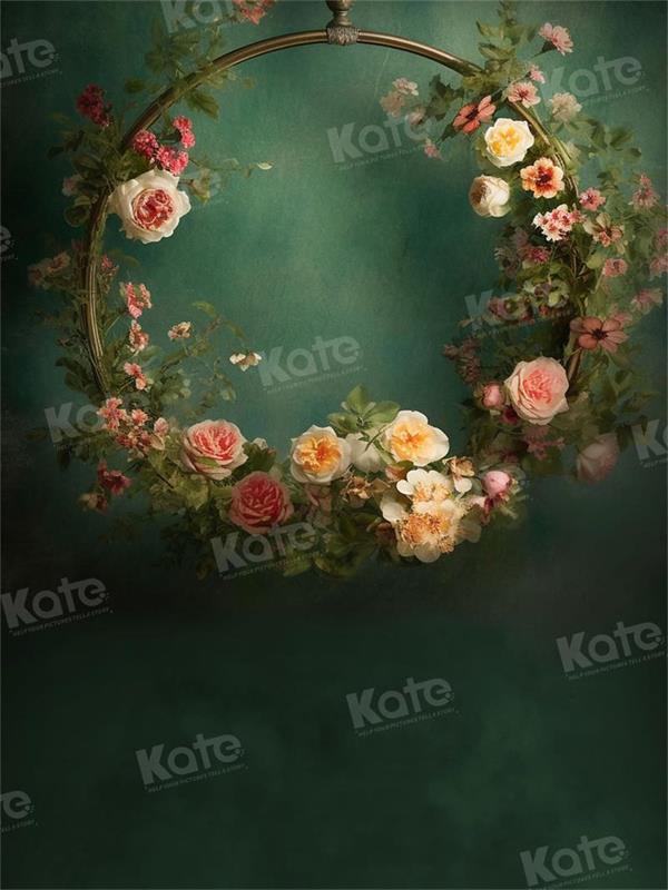 Kate Dunkelgrüner abstrakter Blumen-Hintergrund für Fotografie - Kate Backdrop.de