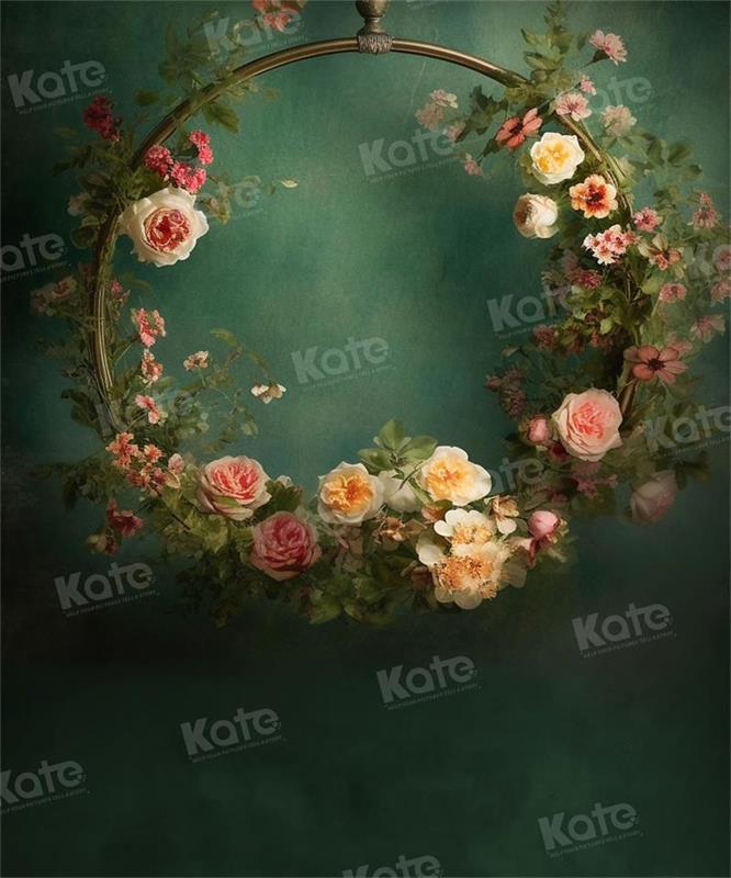 Kate Dunkelgrüner abstrakter Blumen-Hintergrund für Fotografie - Kate Backdrop.de