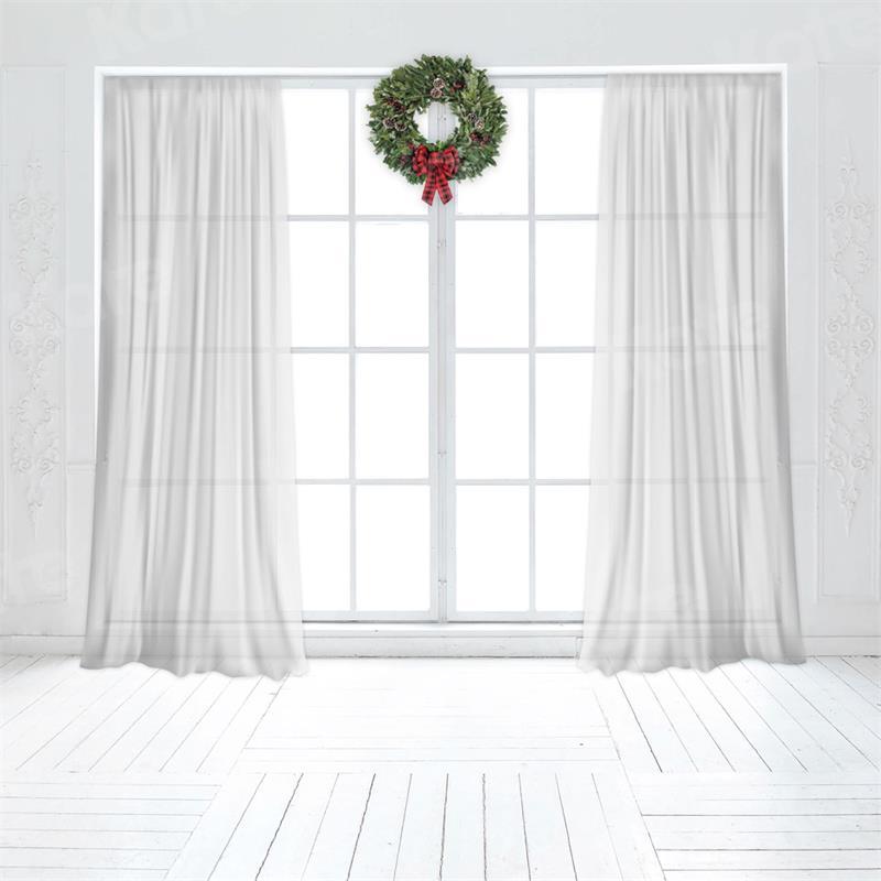 Kate Weihnachten weißer Vorhang Retro Fenster Hintergrund für die Fotografie