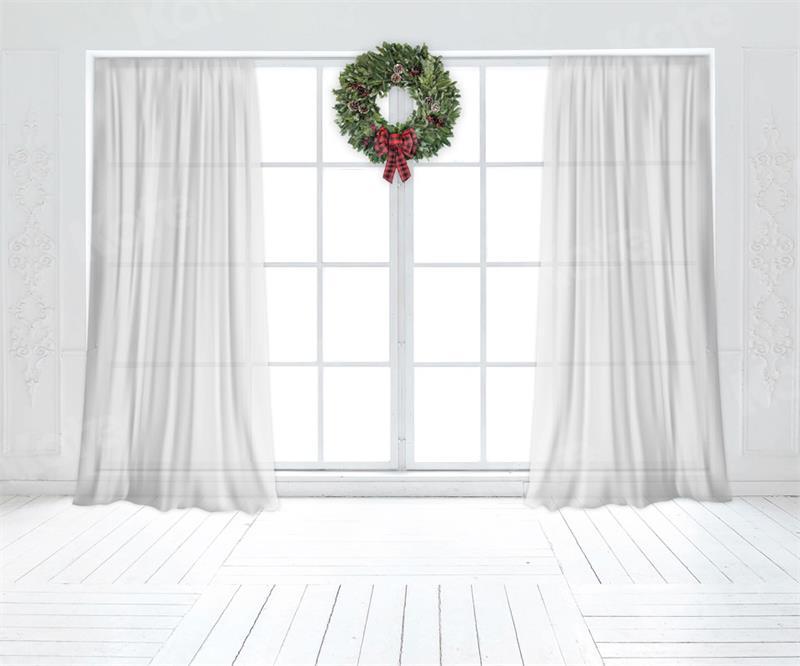 Kate Weihnachten weißer Vorhang Retro Fenster Hintergrund für die Fotografie