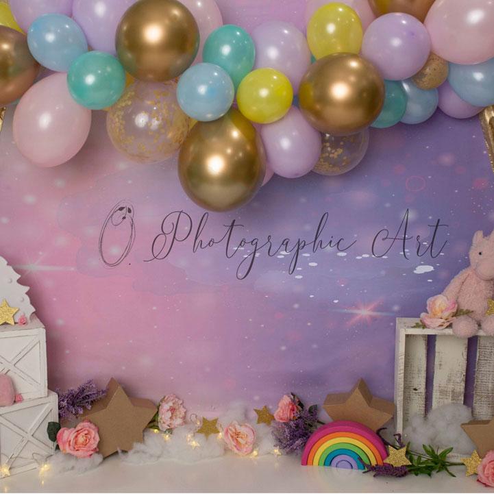 Kate Einhorn Geburtstag Party Cake Smash Hintergrund für die Fotografie von Jenna Onyia