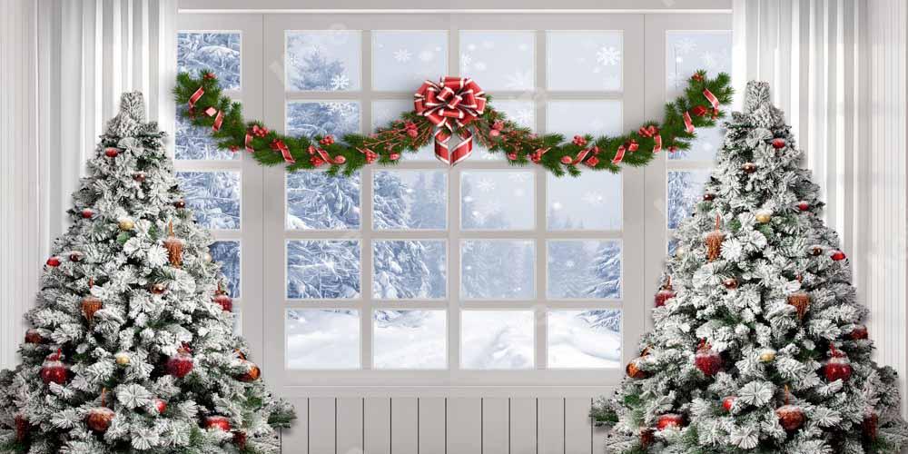 Kate Weihnachten Baum Winter Weißer Fenster Hintergrund von Chain Photography