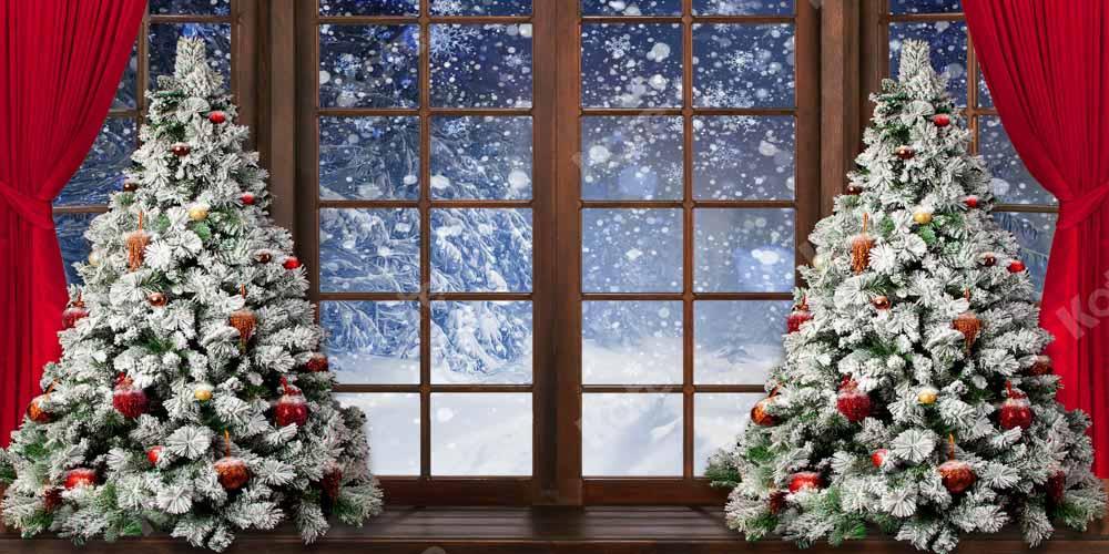 Kate Weihnachten Winter Schnee Fenster Hintergrund von Chain Photography