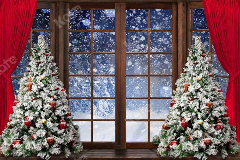 Kate Weihnachten Winter Schnee Fenster Hintergrund von Chain Photography