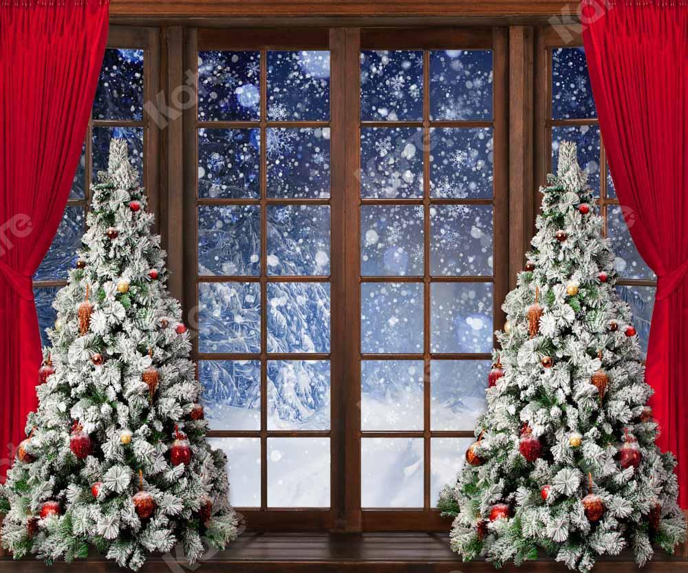 Kate Weihnachten Winter Schnee Fenster Hintergrund von Chain Photography