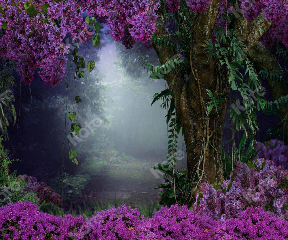 Kate Landschaft Wald Blumen Hintergrund von Chain Photography