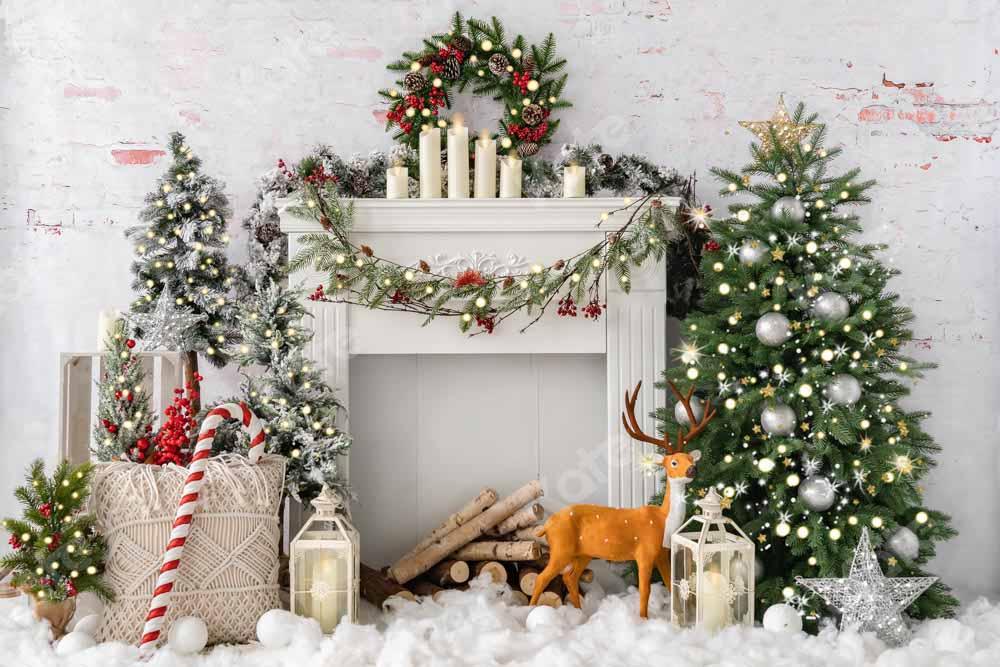 Kate Weihnachten Baum Elch Ziegel Kamin Hintergrund von Emetselch - Kate Backdrop.de