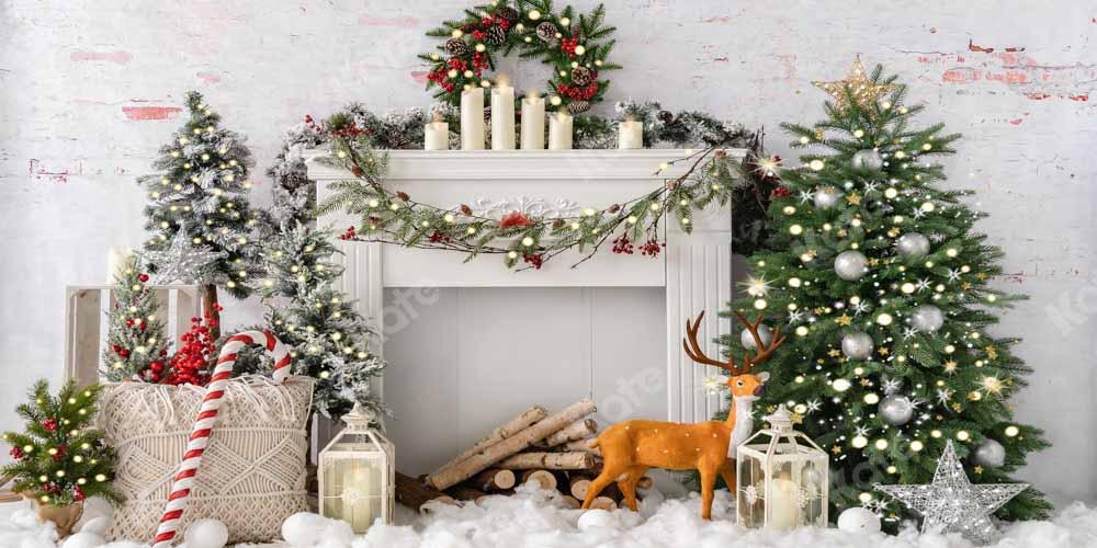 Kate Weihnachten Baum Elch Ziegel Kamin Hintergrund von Emetselch - Kate Backdrop.de