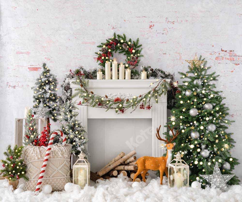 Kate Weihnachten Baum Elch Ziegel Kamin Hintergrund von Emetselch - Kate Backdrop.de