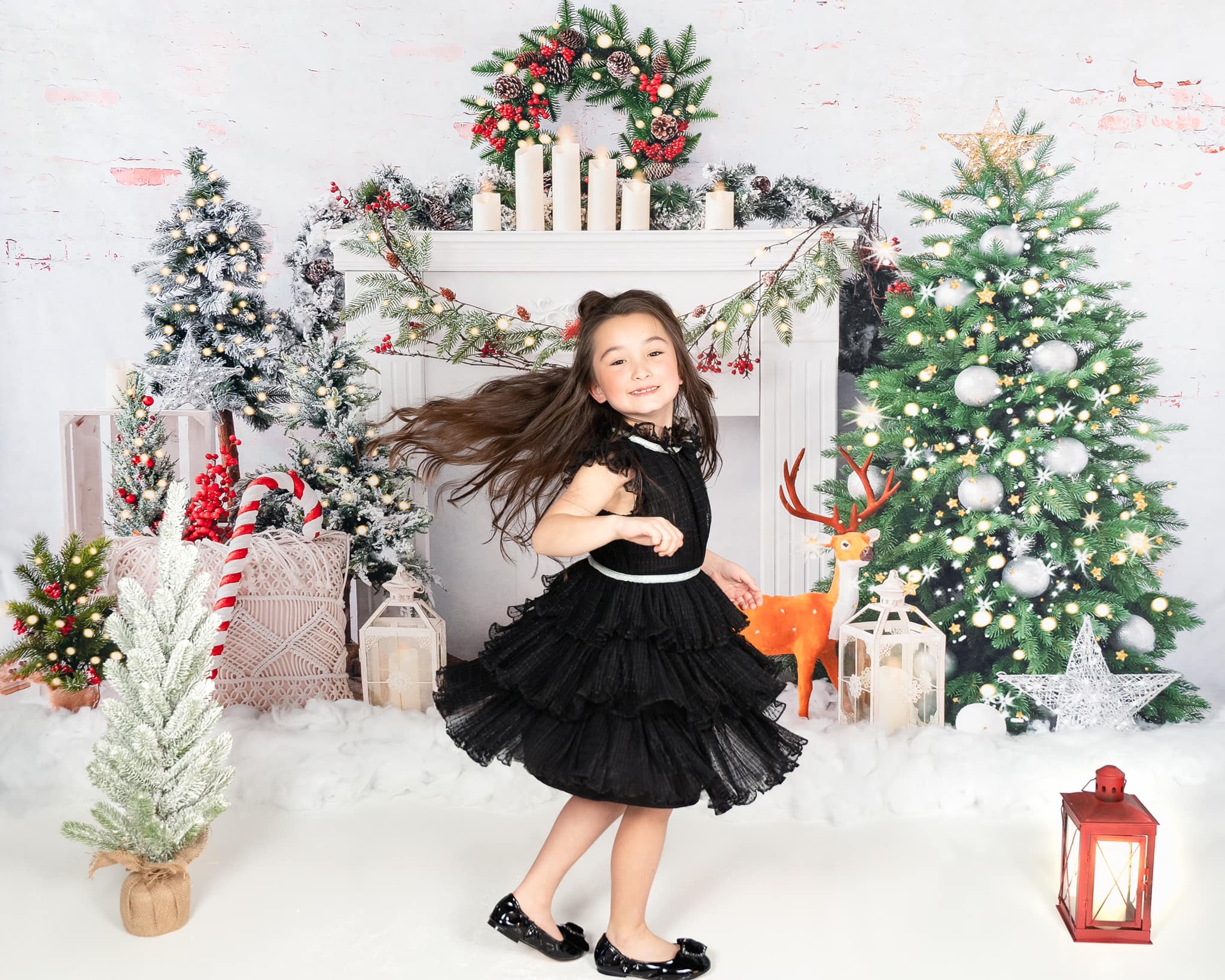 Kate Weihnachten Baum Elch Ziegel Kamin Hintergrund von Emetselch - Kate Backdrop.de
