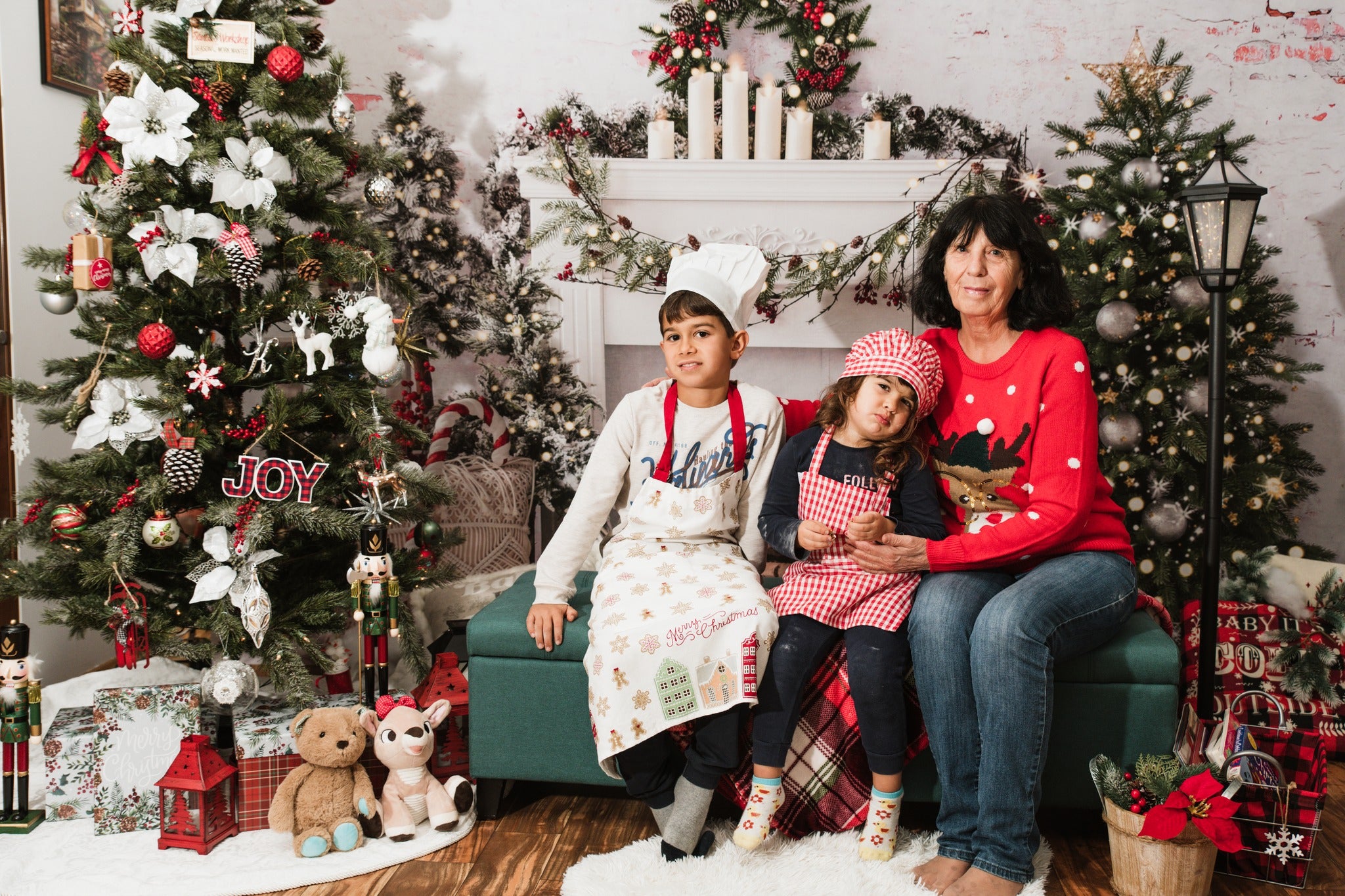 Kate Weihnachten Baum Elch Ziegel Kamin Hintergrund von Emetselch