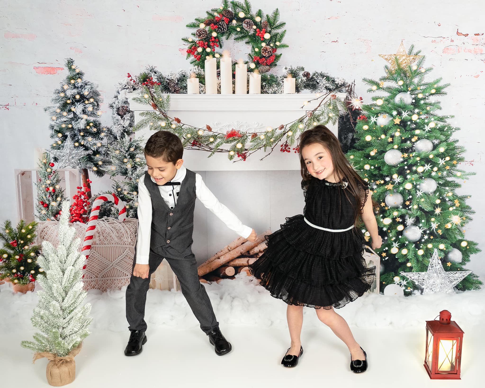 Kate Weihnachten Baum Elch Ziegel Kamin Hintergrund von Emetselch - Kate Backdrop.de