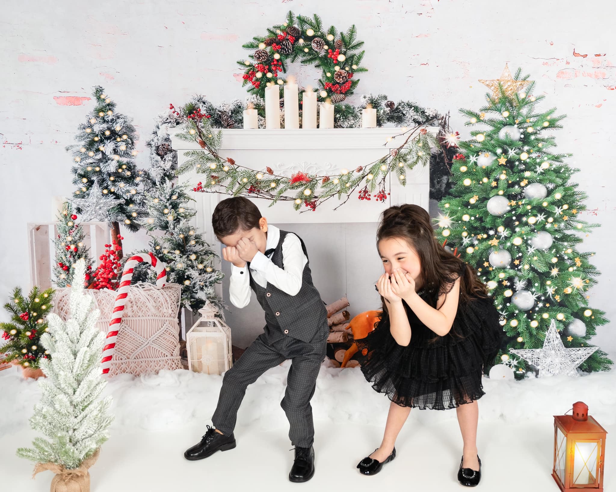Kate Weihnachten Baum Elch Ziegel Kamin Hintergrund von Emetselch - Kate Backdrop.de