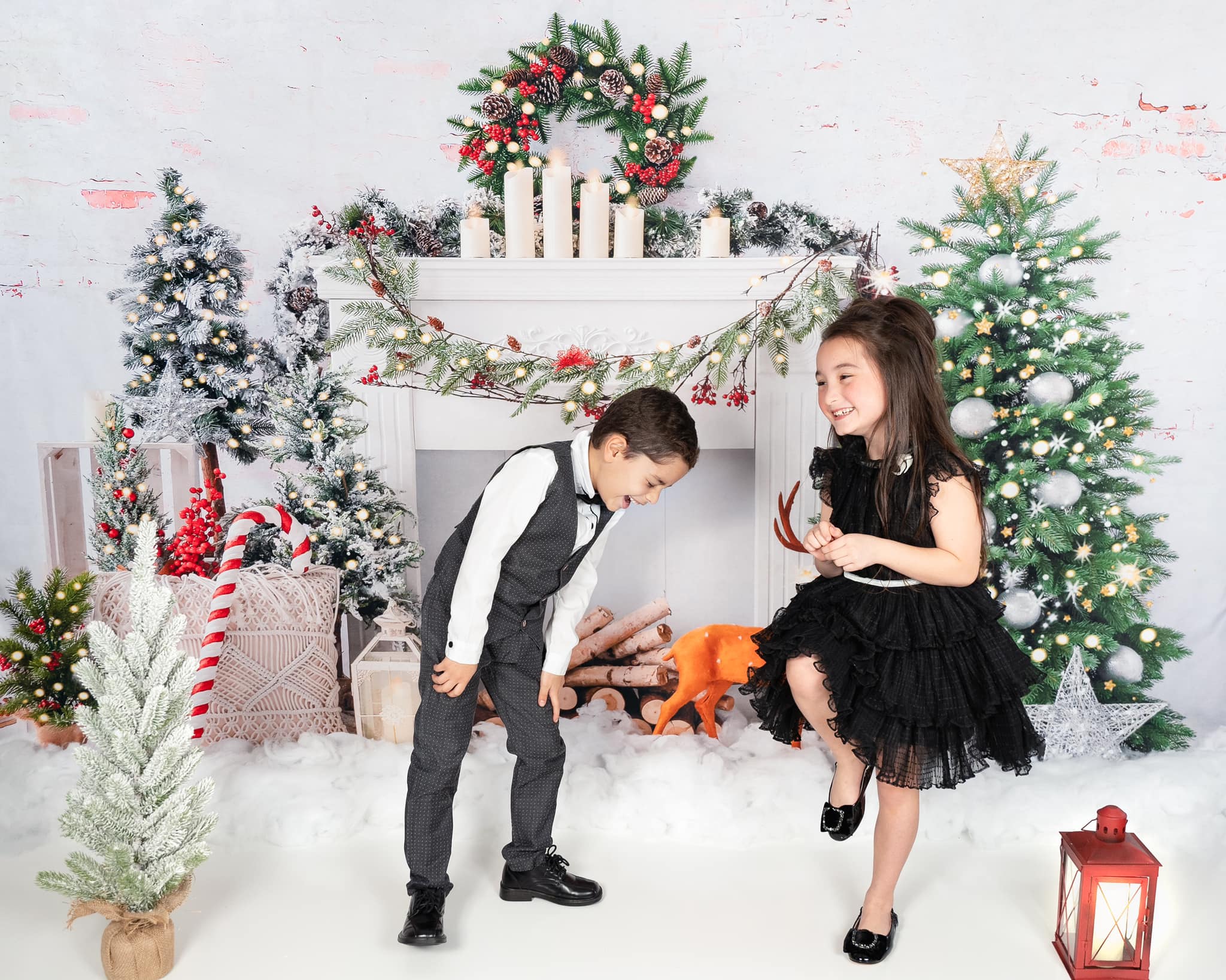 Kate Weihnachten Baum Elch Ziegel Kamin Hintergrund von Emetselch - Kate Backdrop.de