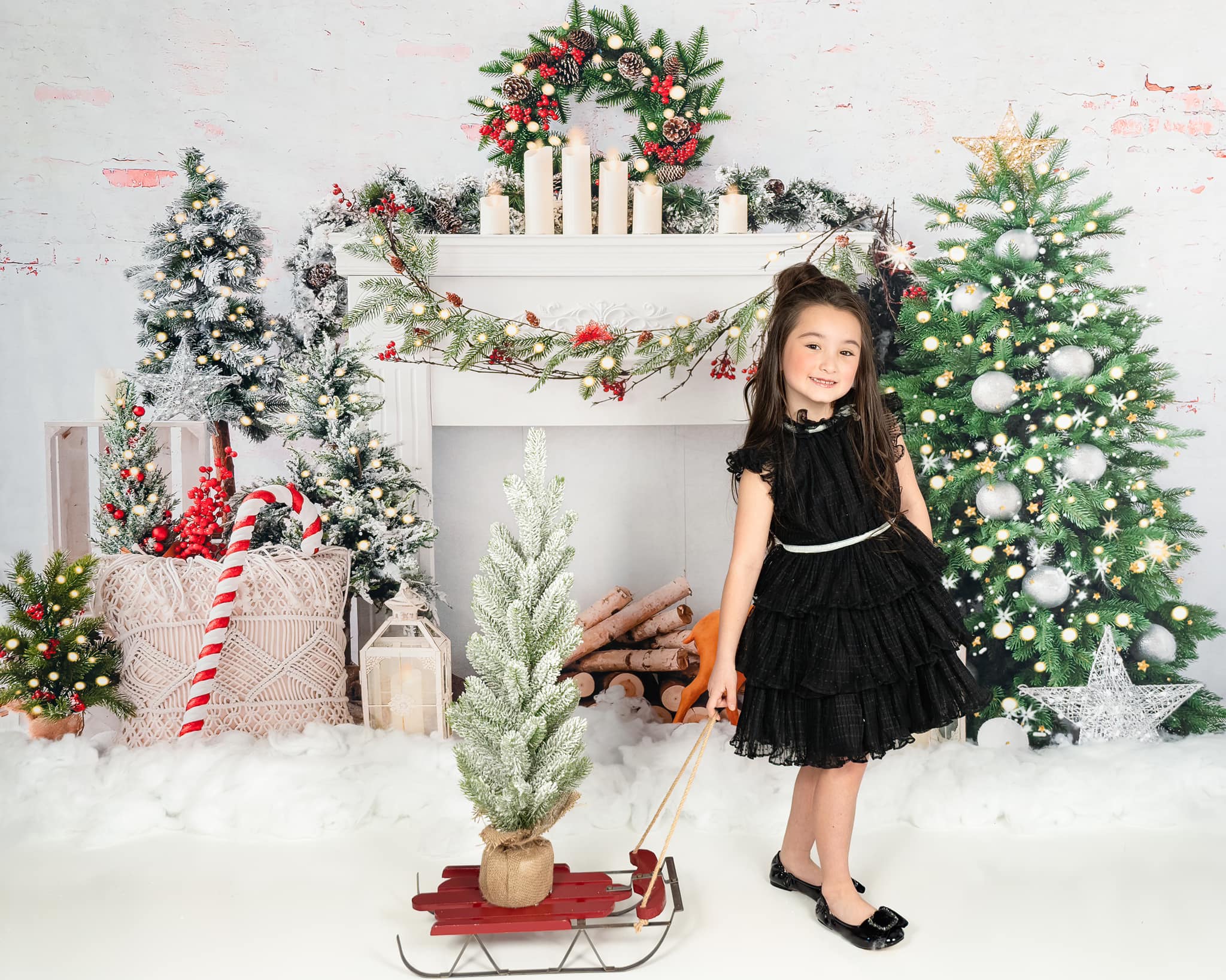 Kate Weihnachten Baum Elch Ziegel Kamin Hintergrund von Emetselch - Kate Backdrop.de