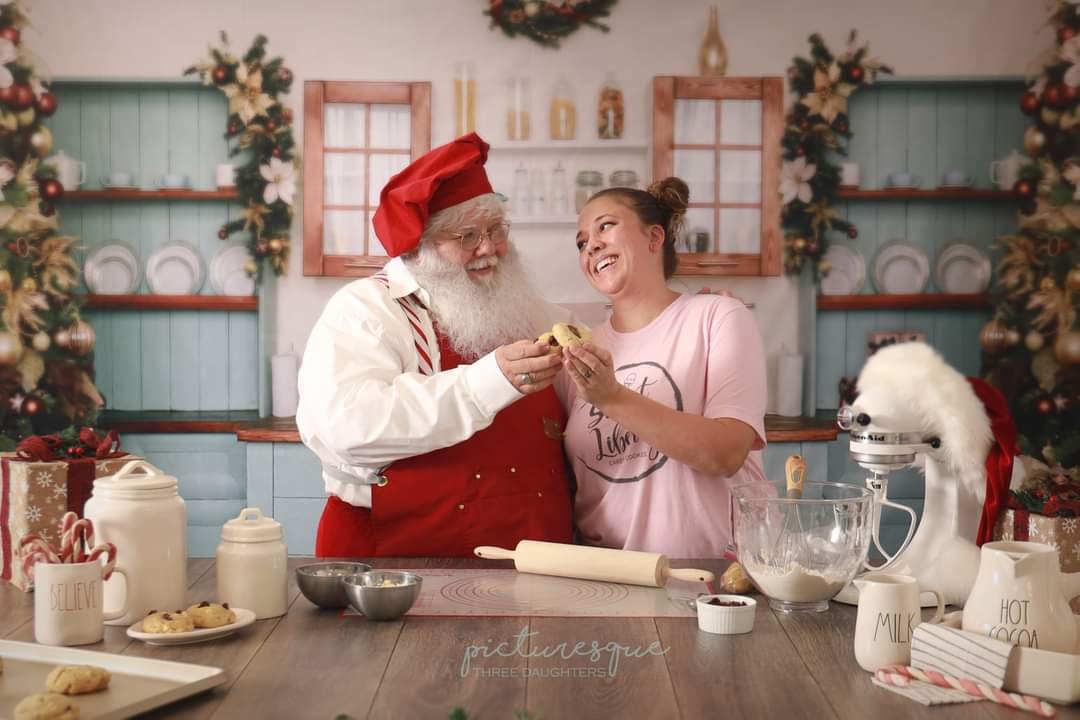 Kate Weihnachten Küche Schrank Hintergrund Blau für Fotografie - Kate Backdrop.de