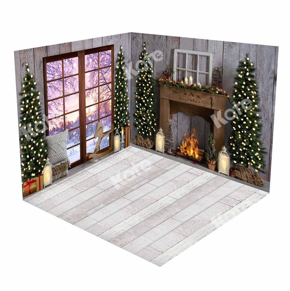Kate Weihnachten Schnee Szenen Fenster Kamin Raum Set