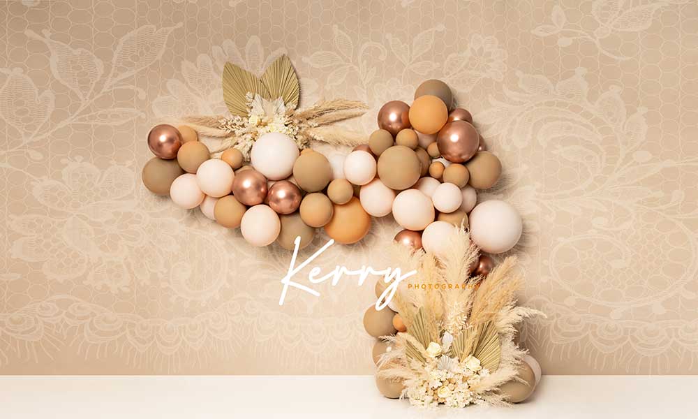 Kate Blumen Boho Geburtstag Ballon Herbst Hintergrund für Fotografie von Kerry Anderson