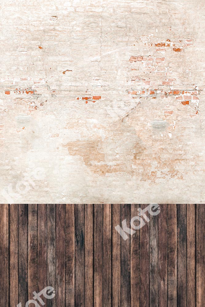 Kate Kombibackdrop schäbig Backsteinmauer retro Holz  Hintergrund
