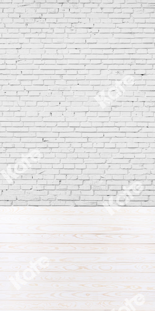 Kate Kombibackdrop Weiße Backsteinmauer weißes Holz Porträt Hintergrund