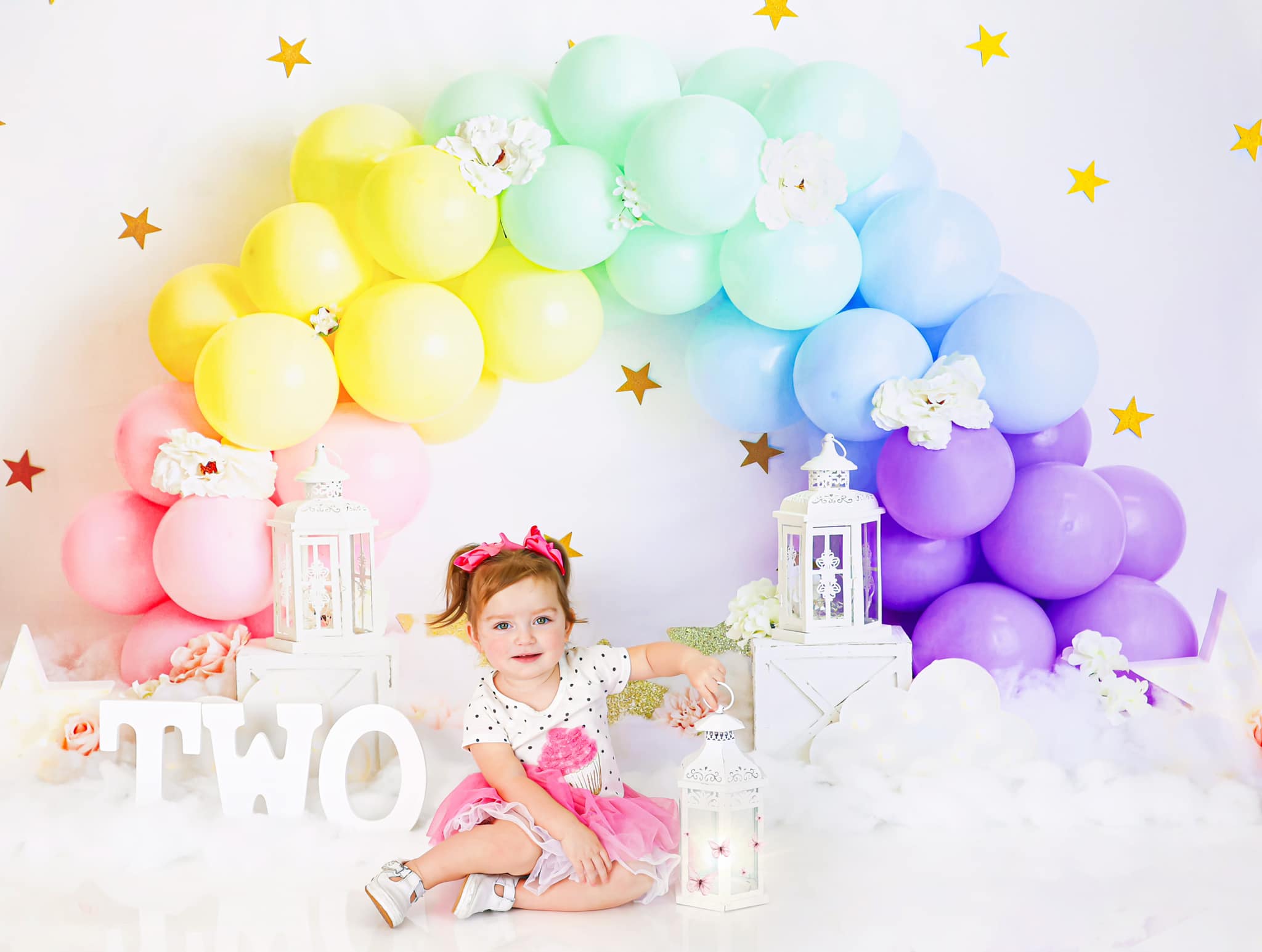 Kate Ballon Regenbogen Geburtstag Mädchen Hintergrund für Fotografie von Megan Leigh Photography - Kate Backdrop.de