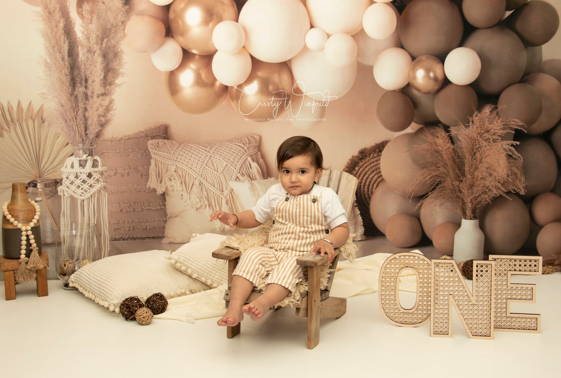 Kate Muttertag Boho Ballons Hintergrund Makramee Kissen von Mandy Ringe Photography - Kate Backdrop.de