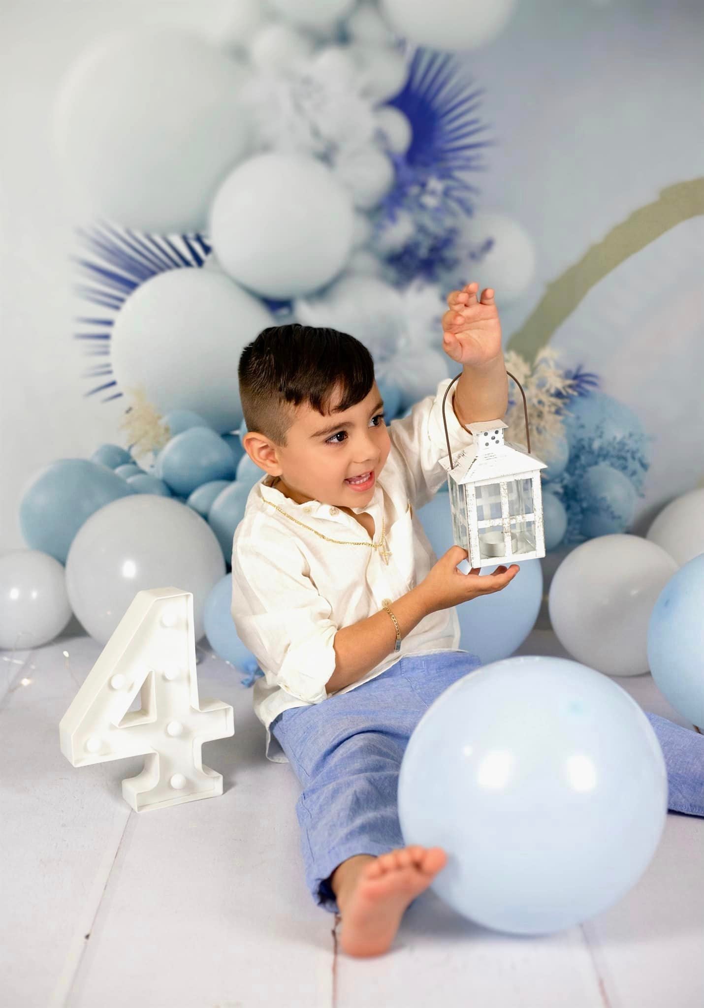 Kate Boho Luftballons Hintergrund Blau Cake Smash Party von Uta Mueller Photography - Kate Backdrop.de