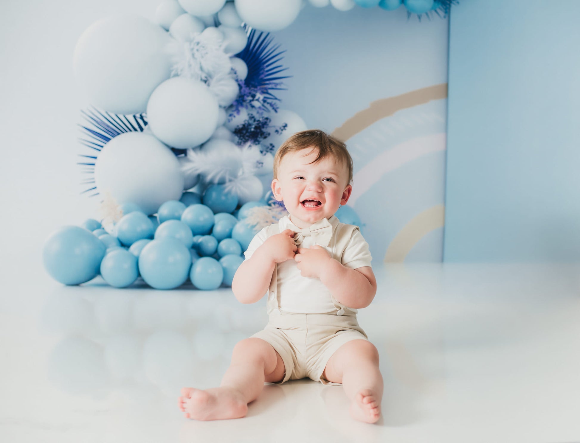 Kate Boho Luftballons Hintergrund Blau Cake Smash Party von Uta Mueller Photography - Kate Backdrop.de