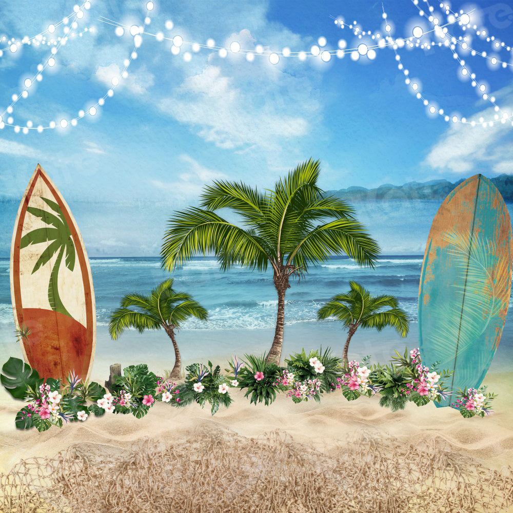 Kate Sommer Strand Hintergrund Blumen Surfbrett für Fotografie