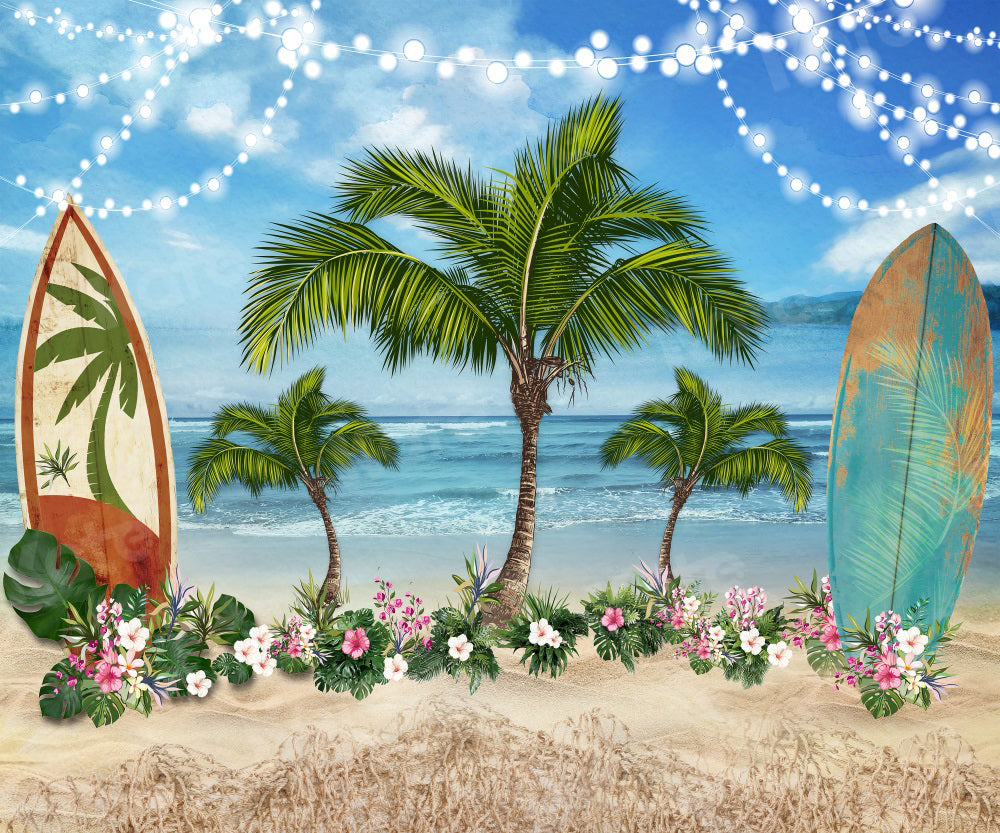 Kate Sommer Strand Hintergrund Blumen Surfbrett für Fotografie - Kate Backdrop.de